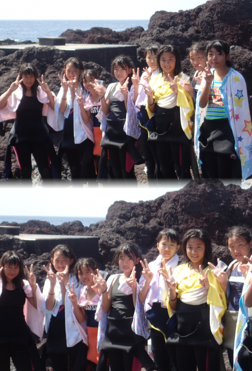 女子中学生の体験ダイビング 伊豆大島の民宿 海人 かいんど ダイビング